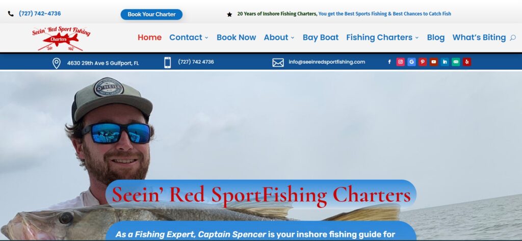 seein red sport fishing charter website